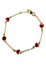magnificent small red enamel hearts baby charm bracelet